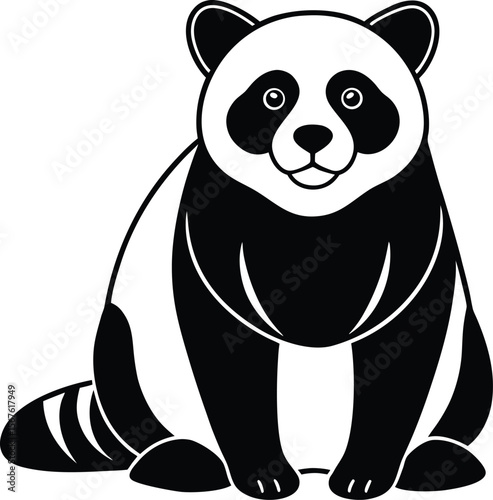 Vector art of a cute panda is sitting isolated on white background