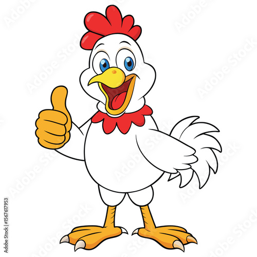 Happy Cartoon Chicken Giving Thumbs Up	