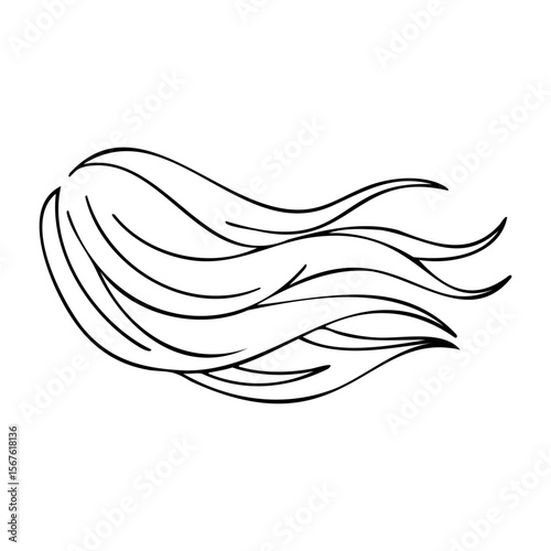Elegant flowing line art of wavy hair in minimalist style. Vector hand-drawn doodle illustration