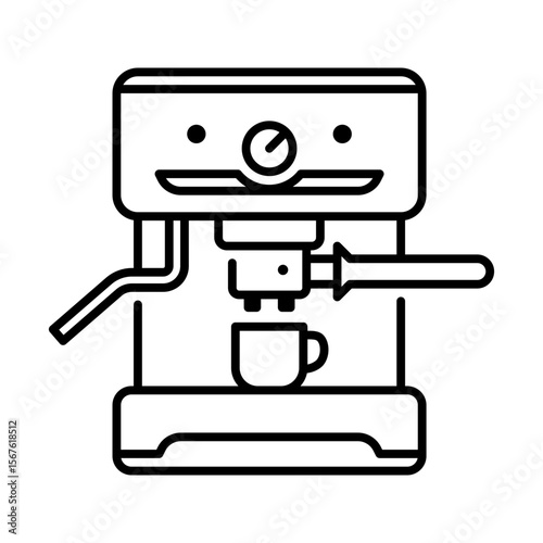Espresso machine. espresso, machine, coffee, brew, barista, caffeine, appliance, pressure. Vector Icon Illustration
