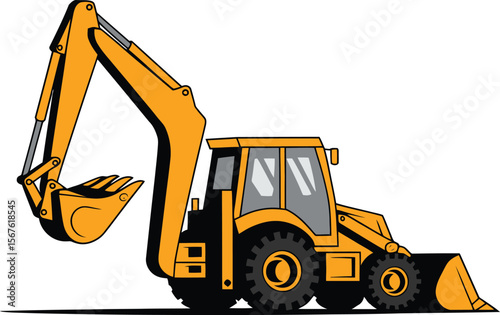 Powerful Excavator Construction Machinery Illustration