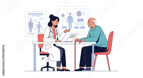 Doctor Consulting with Elderly Patient Discussing Health Concerns