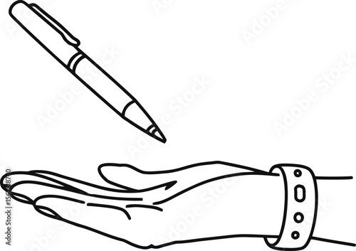 Pen  Hand Writing Signing Agreement Contract Business Concept Illustration