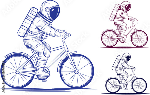 Astronaut on Bicycle Space Exploration