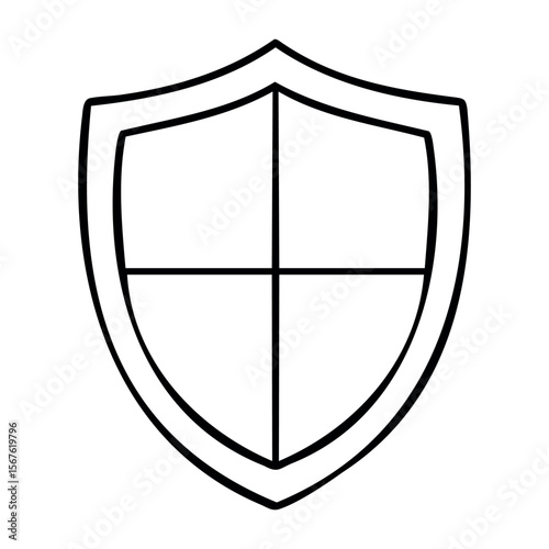 Simple outline of a shield emblem. Vector hand-drawn doodle illustration