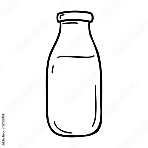 Sketched milk bottle with simple outline design. Vector hand-drawn doodle illustration