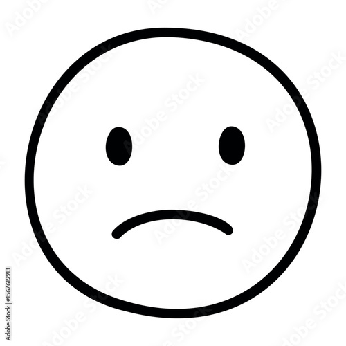 Simple sad face emoji with a frown. Vector hand-drawn doodle illustration