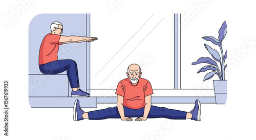 Senior citizens engage in fitness and exercise activities indoors