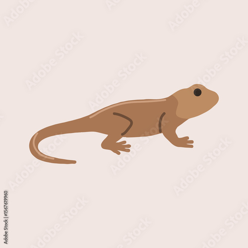 Vector Illustration of a Brown Lizard in Flat Minimal Style – Long Tail Reptile