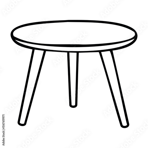 Minimalist three-legged round stool design. Vector hand-drawn doodle illustration