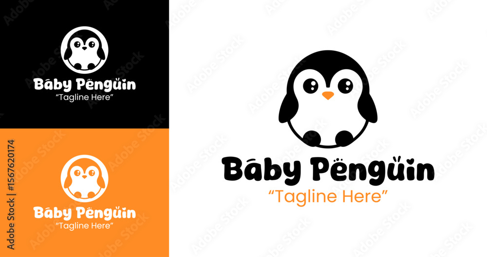 Naklejka premium Premium Dynamic Baby Penguin Logo for Kids Event Branding and Promotional Design 