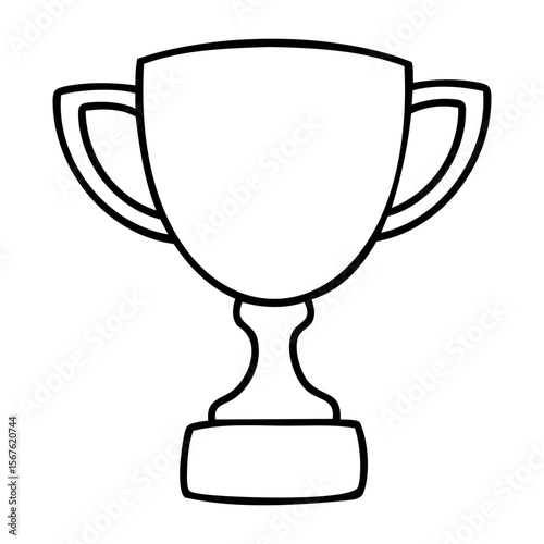 Simple trophy outline illustration for achievement themes. Vector hand-drawn doodle illustration