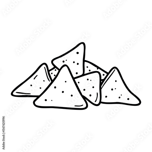 Cartoon style nachos with dotted texture. Vector hand-drawn doodle illustration