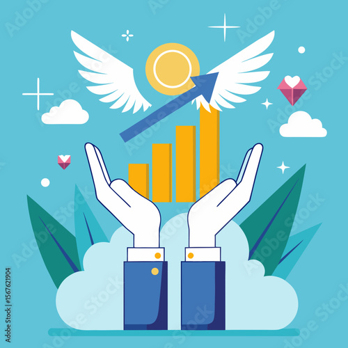 angel-investor-hands-lifting-a-startup-into-upward