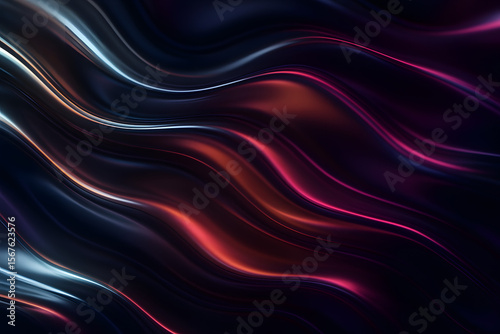 Smooth dark abstract background with flowing waves and red light streaks, perfect for modern tech, luxury, or digital art themes..