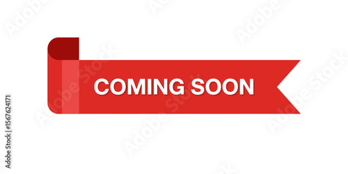 Red Ribbon Announcing Coming Soon - Anticipation and Excitement