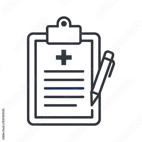 Medical Chart Clipboard Icon, Minimalist Vector Symbol for Patient Records and Healthcare Documentation