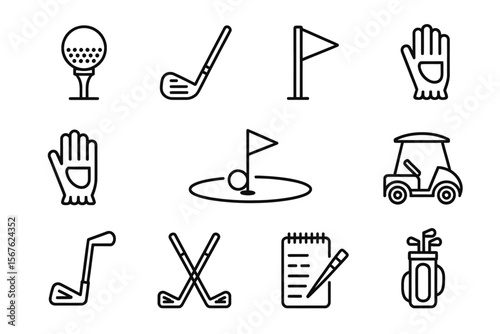 Golf Icons A Collection of Line Art Golf Equipment and Accessories