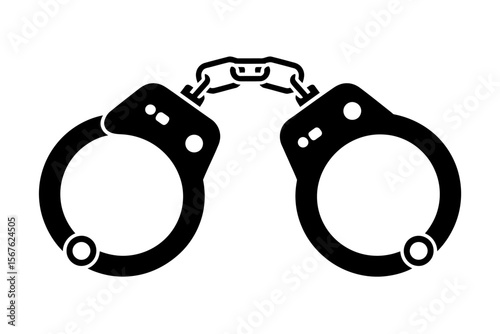 Steel Handcuffs Security, Justice, and Law Enforcement Symbol