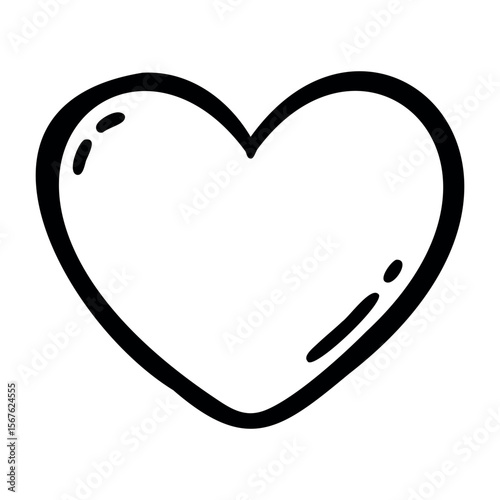 Outline of a heart symbol highlighting love and affection. Vector hand-drawn doodle illustration