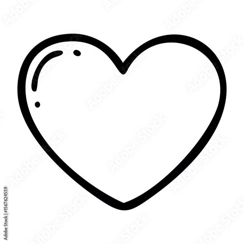 Simple black heart outline symbolizing love and emotion. Vector hand-drawn doodle illustration
