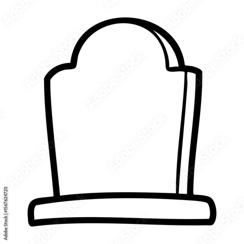 Simple tombstone silhouette with rounded top and base. Vector hand-drawn doodle illustration