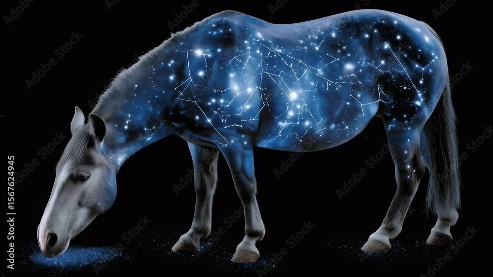Starry horse on dark background Starry horse on dark background