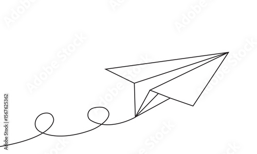 Business startup journey trip travel paper plane email flight on white background