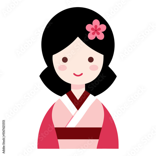 vector illustration of japanese girl