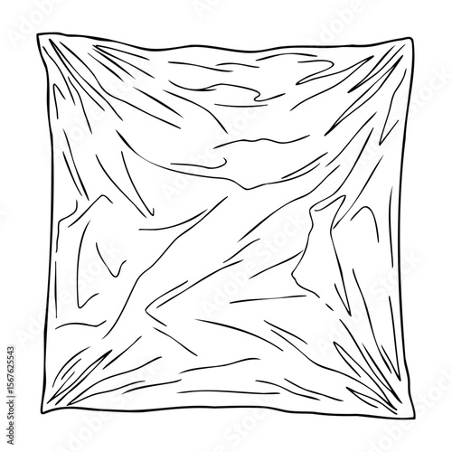 Crumpled sheet with abstract line patterns. Vector hand-drawn doodle illustration