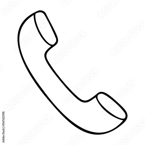 Simple outline drawing of a corded telephone handset. Vector hand-drawn doodle illustration