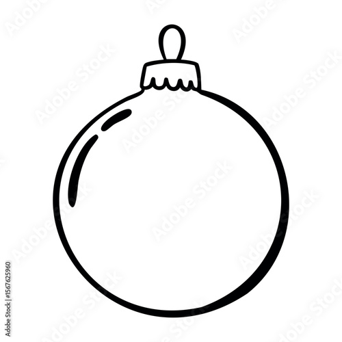 Simple outline of a christmas ornament bauble design. Vector hand-drawn doodle illustration