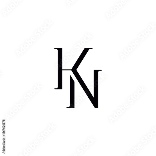KN Monogram Logo. Classy Serif Letters for Fashion Brand.