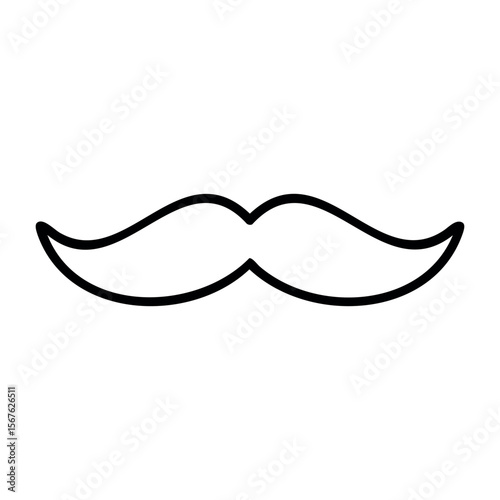 Curved simple moustache outline design. Vector hand-drawn doodle illustration