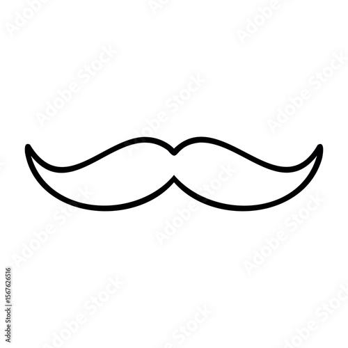 Elegant curled moustache outline. Vector hand-drawn doodle illustration