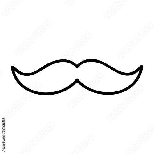 Simple black moustache icon in minimalist style. Vector hand-drawn doodle illustration