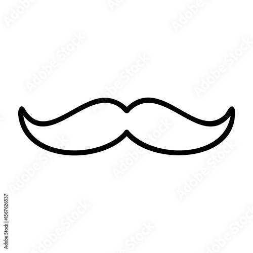 Simple black handlebar mustache icon on white background. Vector hand-drawn doodle illustration
