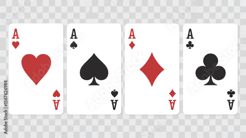 Four aces playing cards hearts spades diamonds clubs