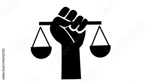 Fist Holding Scales of Justice: Symbol of Equality & Empowerment with Transparent Background