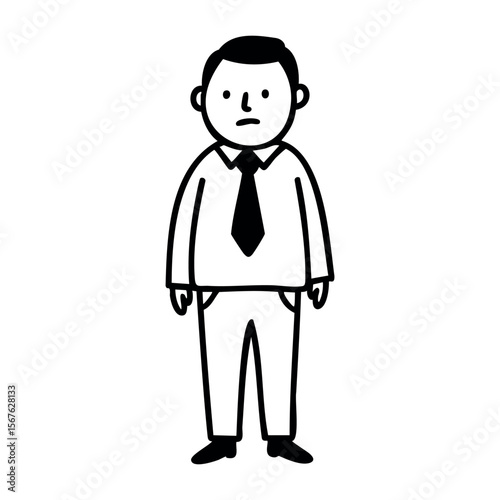 Cartoon drawing of young caucasian male in formal attire with simple style. Vector hand-drawn doodle illustration