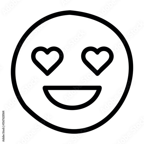 Heart eyes smiling emoji expressing love and happiness. Vector hand-drawn doodle illustration