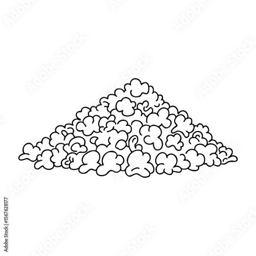 Pile of popcorn illustration with outline art style. Vector hand-drawn doodle illustration