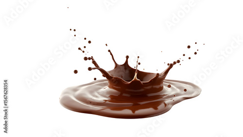 3D illustration shows milk and chocolate splashing together, complete with a clipping path, all on a white background.