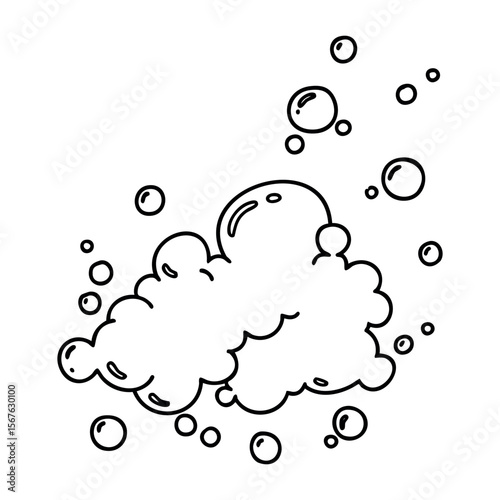 Hand-drawn soap bubbles and foam illustration. Vector hand-drawn doodle illustration