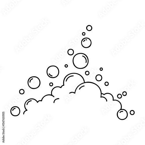 Abstract outline of bubbling foam with various bubble sizes. Vector hand-drawn doodle illustration