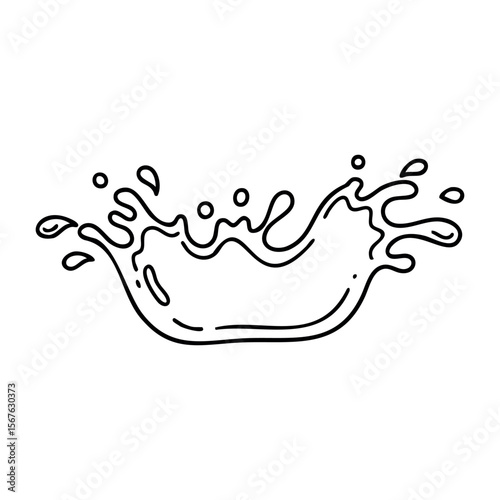 Water splash outline design with dynamic motion. Vector hand-drawn doodle illustration