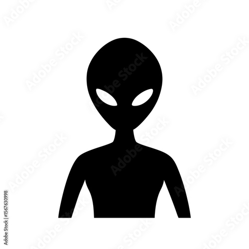 Mysterious Black Alien Creature Silhouette Isolated on a Clear White Background Image