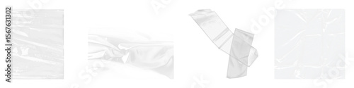 Transparent background wrinkled white plastic textures: versatile overlays for packaging mockups and abstract art