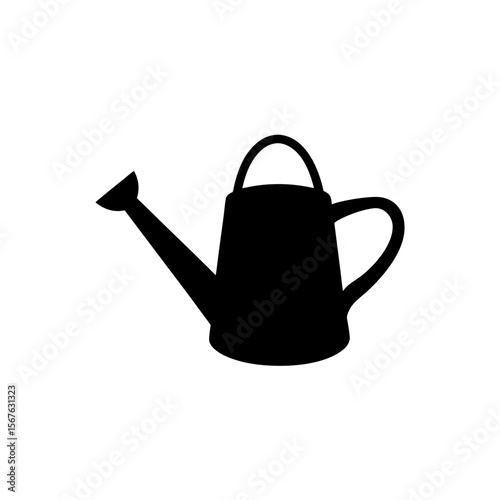 Gardening Black Silhouette Watering Can Side View Plant Care Tool Graphic