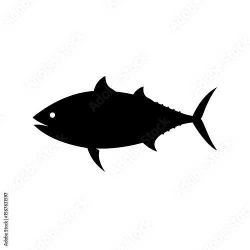 Oceanic Black Silhouette Tuna Side View Marine Fish Graphic Design